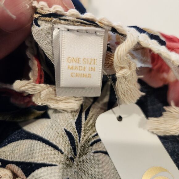 Charming Charlie Navy Floral Fringe Kimono One Size NEW Boho Bloomcore Festival - Picture 5 of 8